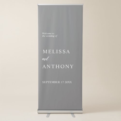 Minimalist Modern Gray Wedding Welcome Retractable Banner