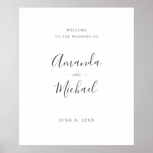 Minimalist Modern Gray & White Wedding Welcome Poster (Front)