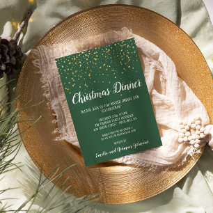 Minimalist Modern Green Christmas Dinner Invitation