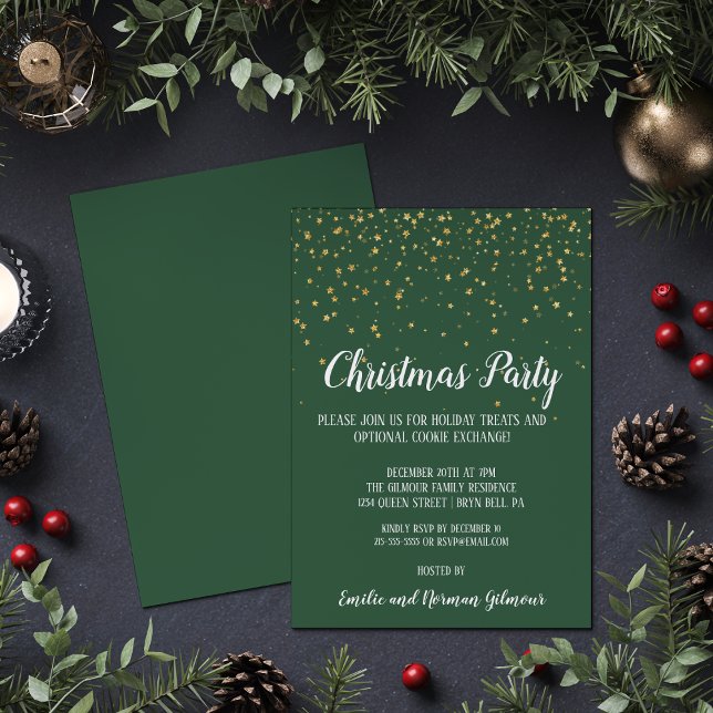 Minimalist Modern|Green Confetti Christmas Party Invitation (Creator Uploaded)