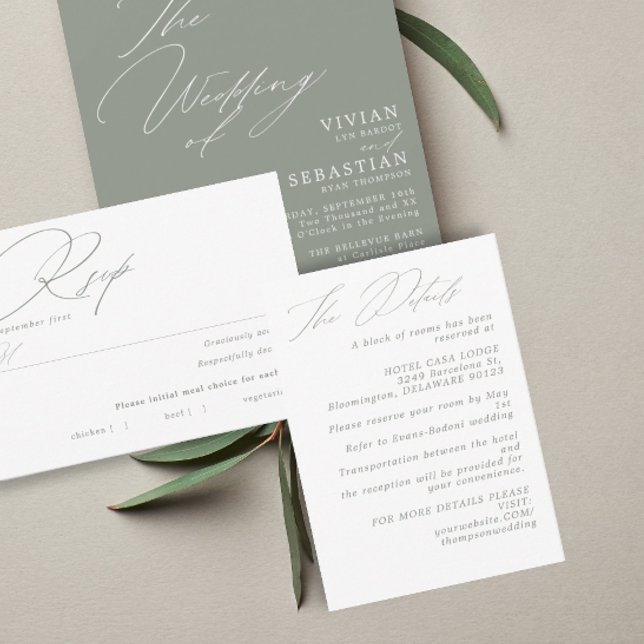 Minimalist Modern Green Sage Wedding Details Enclosure Card (Creator Uploaded)