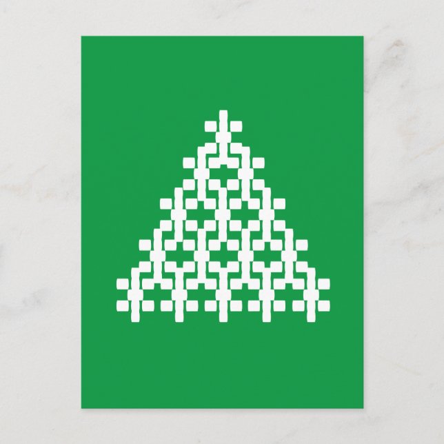 Minimalist modern green white Christmas tree Postcard (Front)