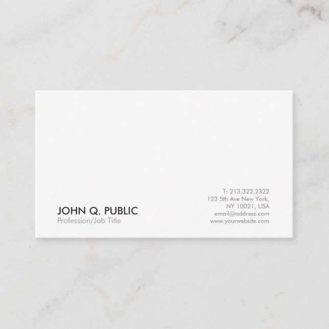 Minimalist Modern Grey White Professional Elegant Business Card (Front)