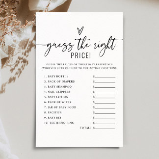 Minimalist Modern Guess the Price Baby Shower Game