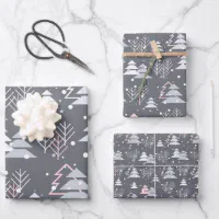 Modern Gray Neutral Gingerbread Pattern Wrapping Paper Sheets