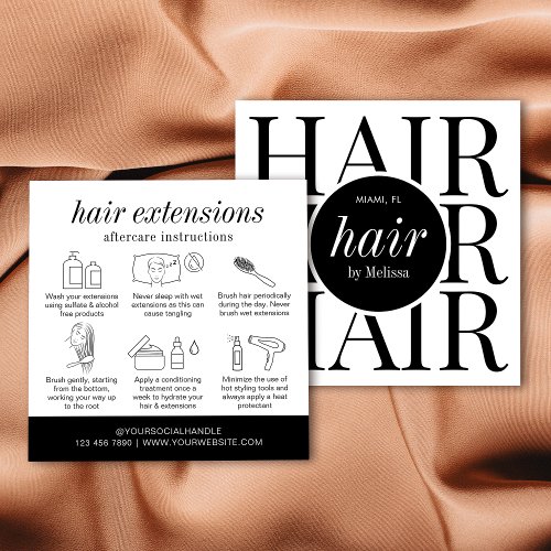 Minimalist Modern Hairstylist Hair Extensions Care Square Business Card