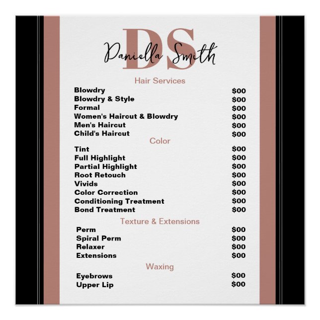 Minimalist Modern Hairstylist  Poster (Front)