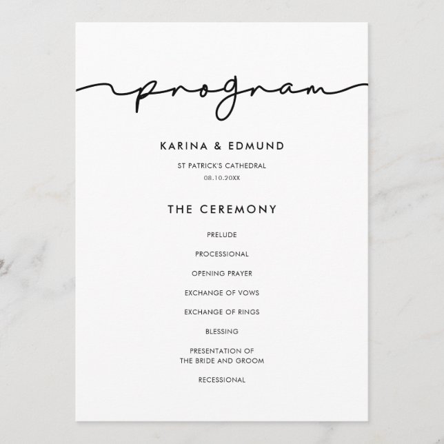 Minimalist modern handwritten calligraphy program (Front)