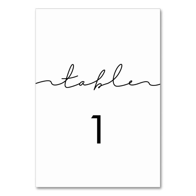 Minimalist modern handwritten calligraphy table number (Front)
