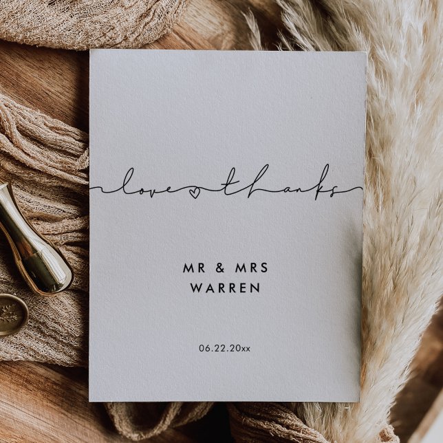 Minimalist modern handwritten love & thanks card (Creator Uploaded)