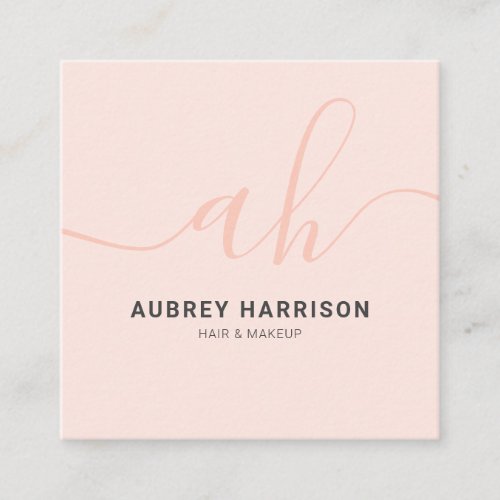 Minimalist Modern Handwritten Monogram Square Business Card