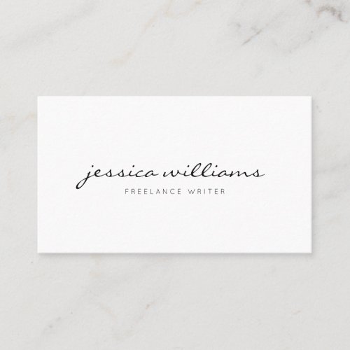 Minimalist Modern Handwritten Professional White Business Card