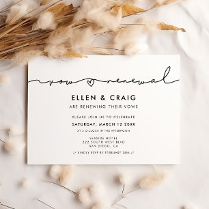 Minimalist modern handwritten Vow renewal Invitation