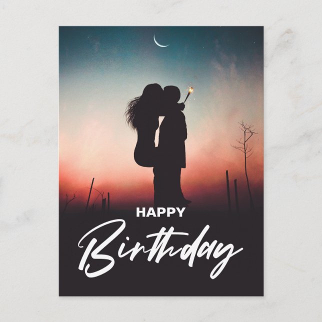 Minimalist Modern Happy Birthday Greeting Photo Postcard (Front)