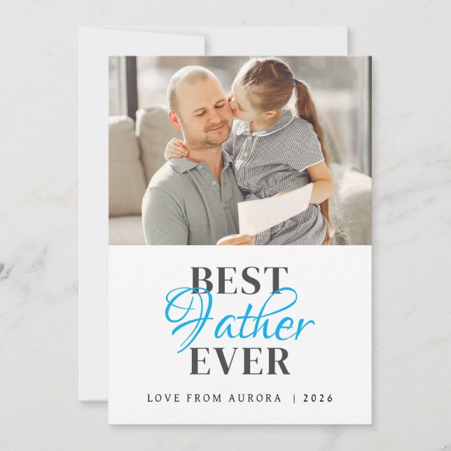 Minimalist Modern Happy Fathers Day 1 Photo Holiday Card (Front)