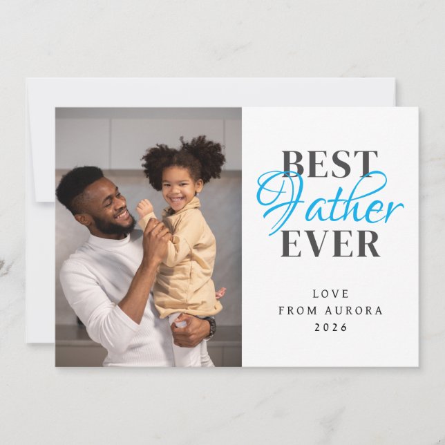 Minimalist Modern Happy Fathers Day 1 Photo Holiday Card (Front)