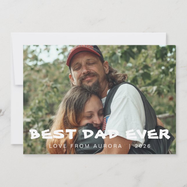 Minimalist Modern Happy Fathers Day 1 Photo Holiday Card (Front)