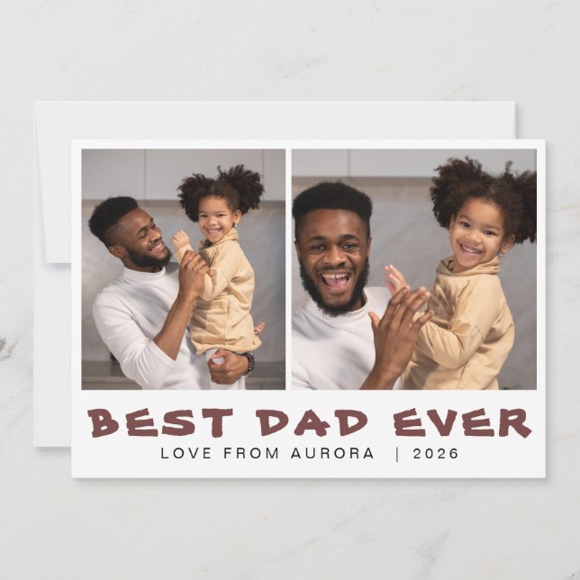 Minimalist Modern Happy Fathers Day 2 Photo Holiday Card (Front)