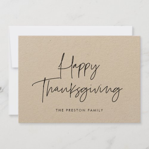 Minimalist modern Happy Thanksgiving kraft Holiday Card
