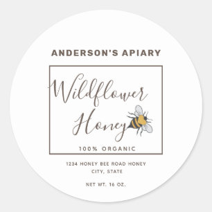 Minimalist Modern heart honey bee honey jar  Class Classic Round Sticker
