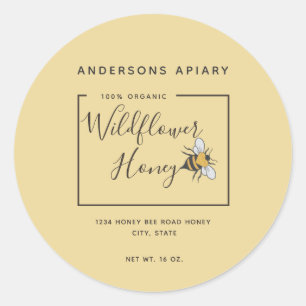 Minimalist Modern heart honey bee honey jar Class Classic Round Sticker