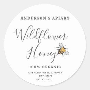 Minimalist Modern heart honey bee honey jar   Classic Round Sticker