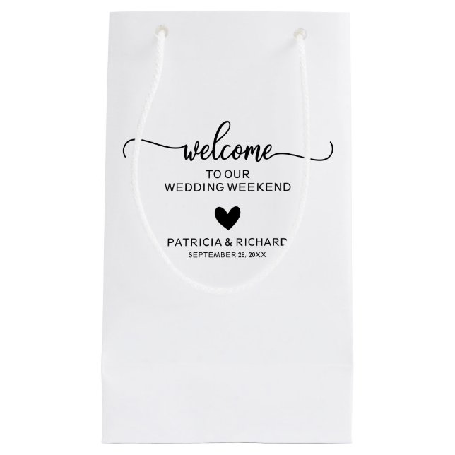 Minimalist Modern Heart Wedding Small Gift Bag (Front)