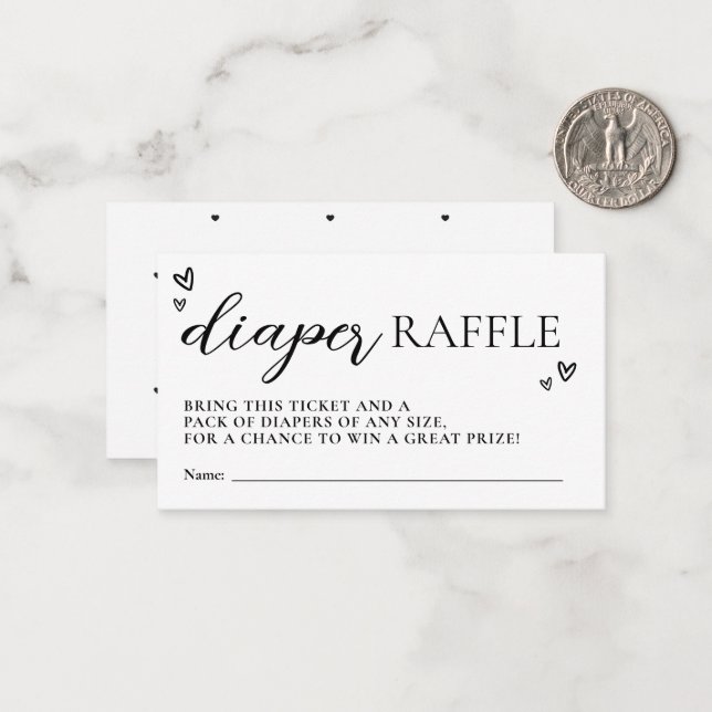 Minimalist Modern Hello Baby Shower Diaper Raffle  Note Card (Front/Back In Situ)