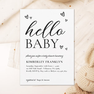 Minimalist Modern Hello Baby Shower Invitation