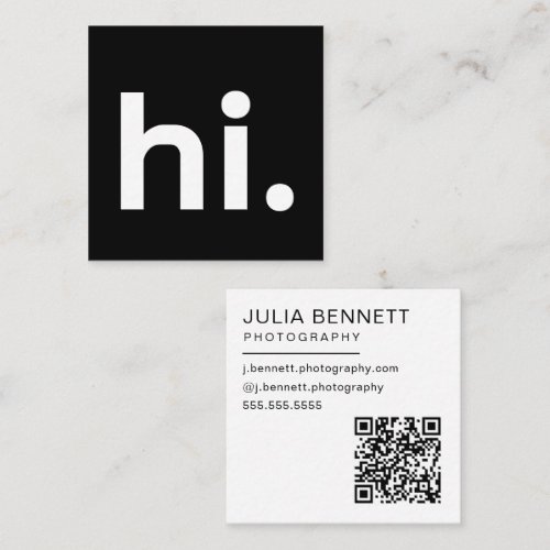 Minimalist Modern "Hi" Square Business Card