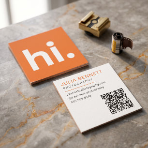 Minimalist Modern "Hi" Square Business Card