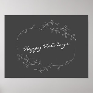 Minimalist Modern Holiday Black White Typography Poster