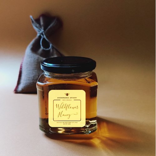 Minimalist Modern  honey bee honey jar  Square Sti Square Sticker