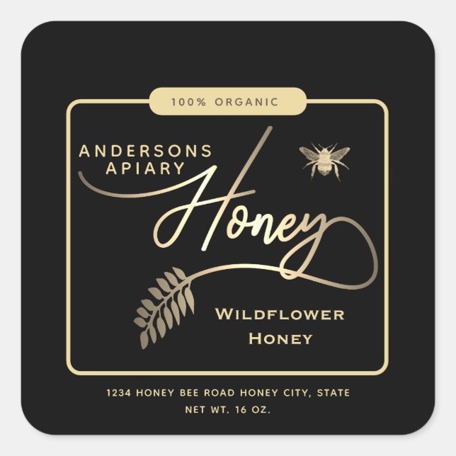 Minimalist Modern  honey bee honey jar Square Sticker (Front)