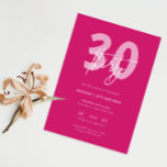 Minimalist Modern Hot Pink 30th Birthday Party Invitation<br><div class="desc">This minimalist typography 30th birthday party invitation is perfect for a modern birthday party. The simple design features classic white text on hot pink background. Customisable in any colour. Keep the design minimal and elegant, as is, or personalise it by adding your own graphics and artwork. For more advanced customisation...</div>
