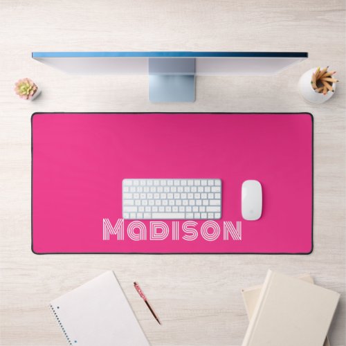 Minimalist Modern Hot Pink Retro Personalized Desk Mat