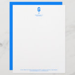 Minimalist Modern Initial in Azure Blue Letterhead<br><div class="desc">Minimalist design monogram of name or corporate identity initial in azure blue colour. Perfect for your business,  a great way to present yourself to your clients. You could easily personalize the text and lay out with your own.</div>