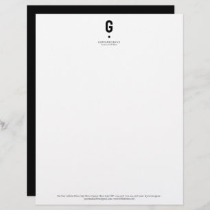 Minimalist Modern Initial in Black Letterhead