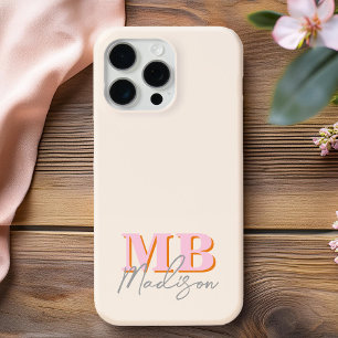 Minimalist Modern Initial Monogram iPhone 15 Pro Max Case