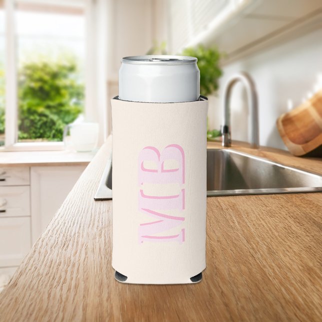 Minimalist Modern Initial Monogram Seltzer Can Cooler (Creator Uploaded)
