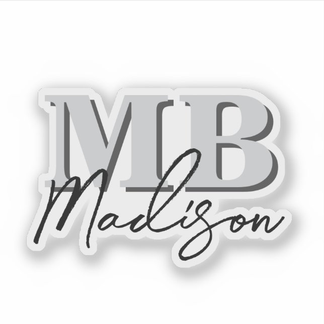 Minimalist Modern Initial Monogram Sticker (Front)