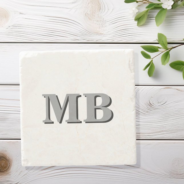 Minimalist Modern Initial Monogram Stone Coaster (Creator Uploaded)