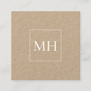 Minimalist Modern Initials Monogram Kraft Square Business Card