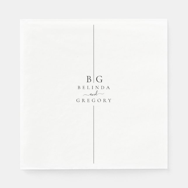 Minimalist Modern Inline Monogram Wedding Napkins (Front)