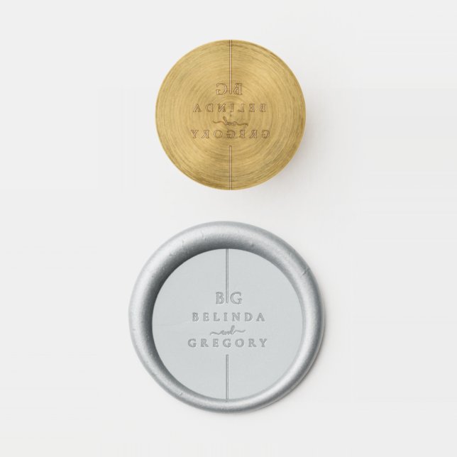Minimalist Modern Inline Monogram Wedding Wax Seal Stamp (Stamped)