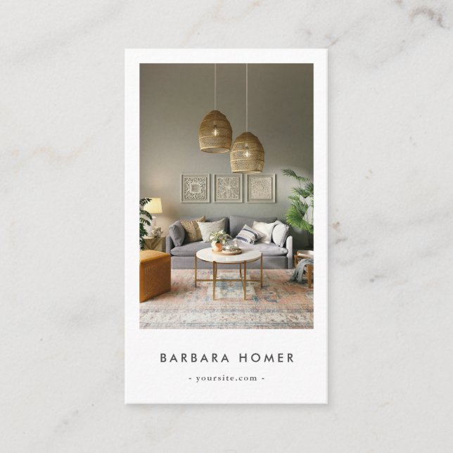 Minimalist Modern Interior Designer Business Card (Front)