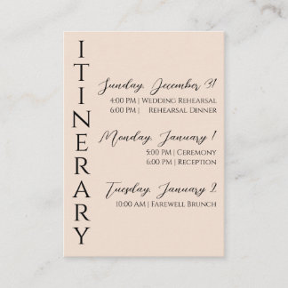 Minimalist Modern Itinerary Enclosure Card
