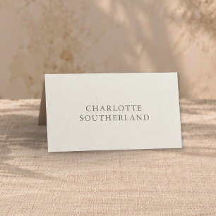 Minimalist Modern Ivory Folded Wedding Place Card