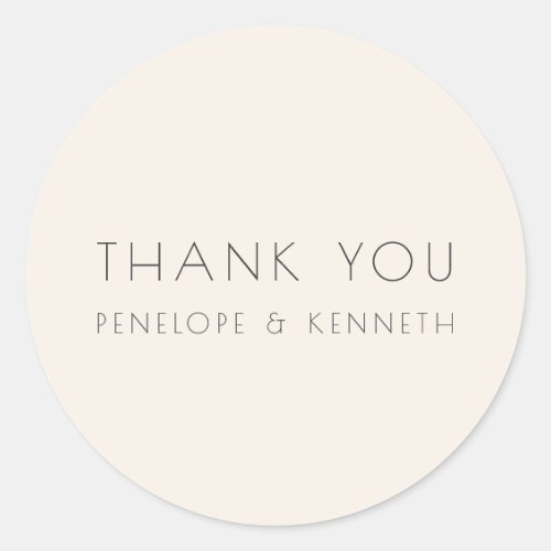 Minimalist Modern Ivory Simple Wedding Thank You Classic Round Sticker