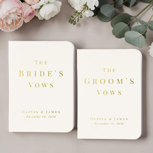 Minimalist Modern Ivory Wedding Foil Vow Books